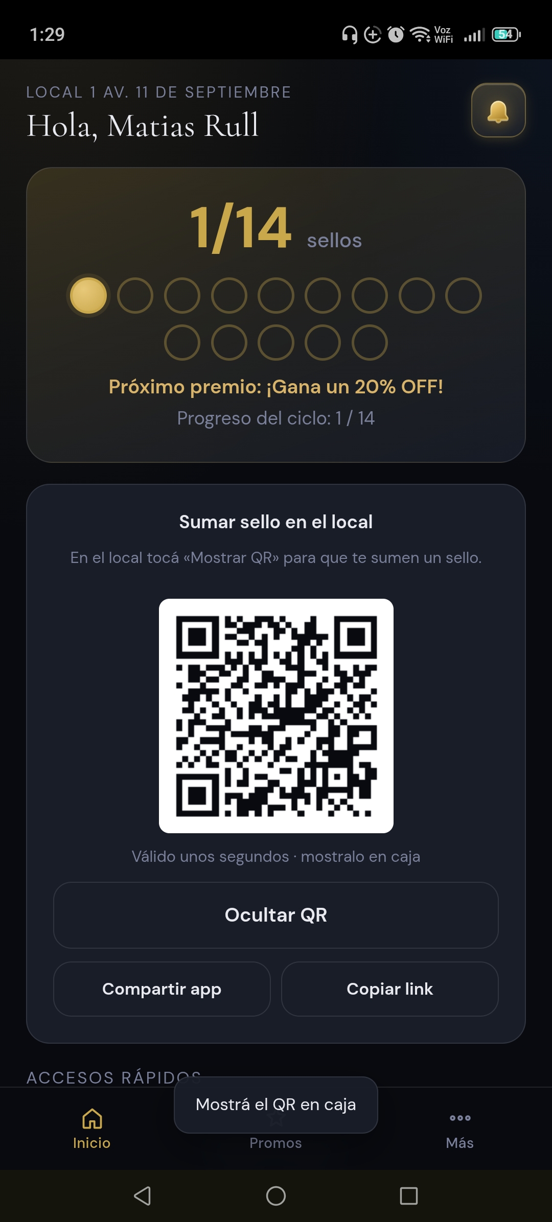 Lumina Club — QR en el local